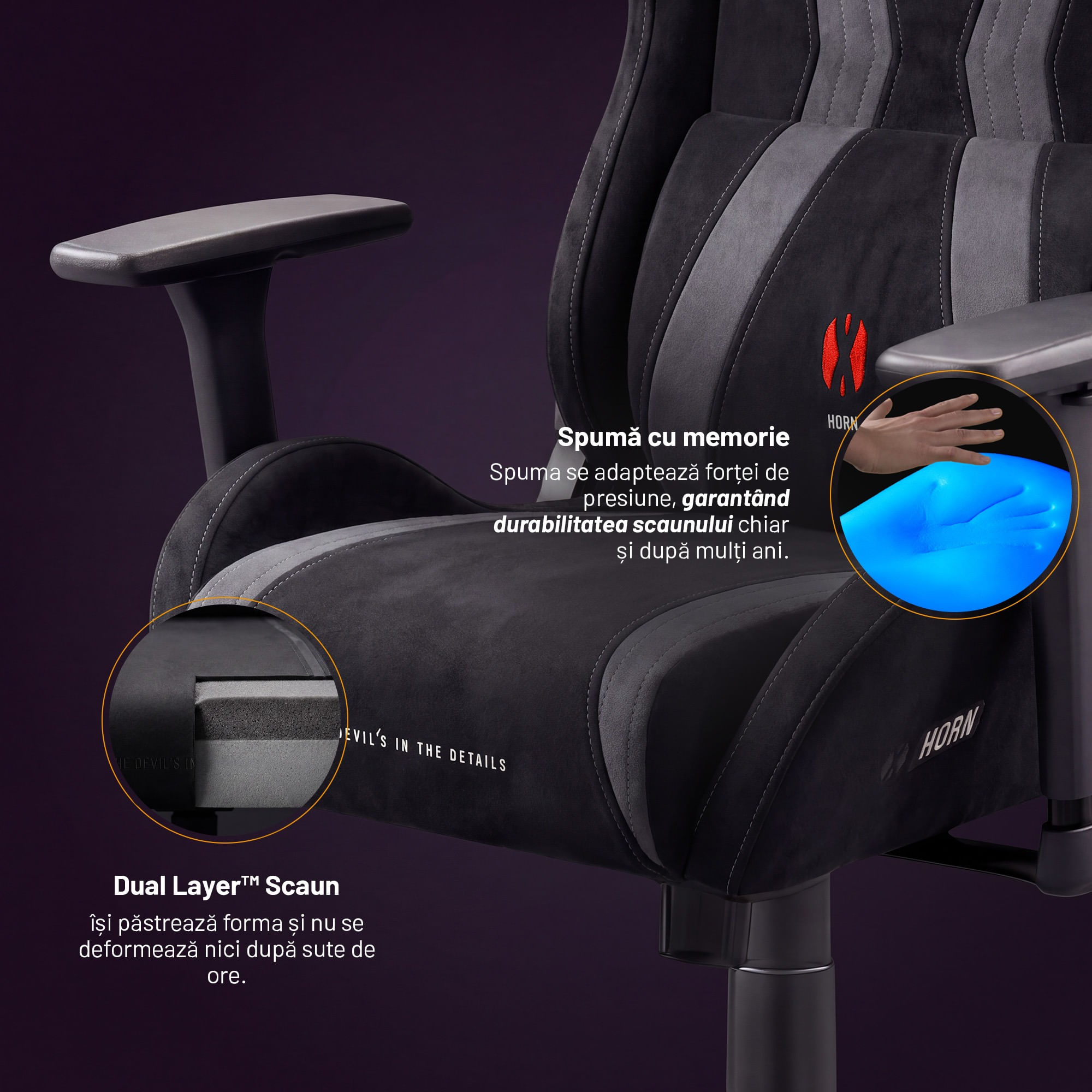Scaun gaming textil negru Diablo X-Horn 2.0 Burned Black Normal Scaun gaming textil negru Diablo X-Horn 2.0 Burned Black Normal