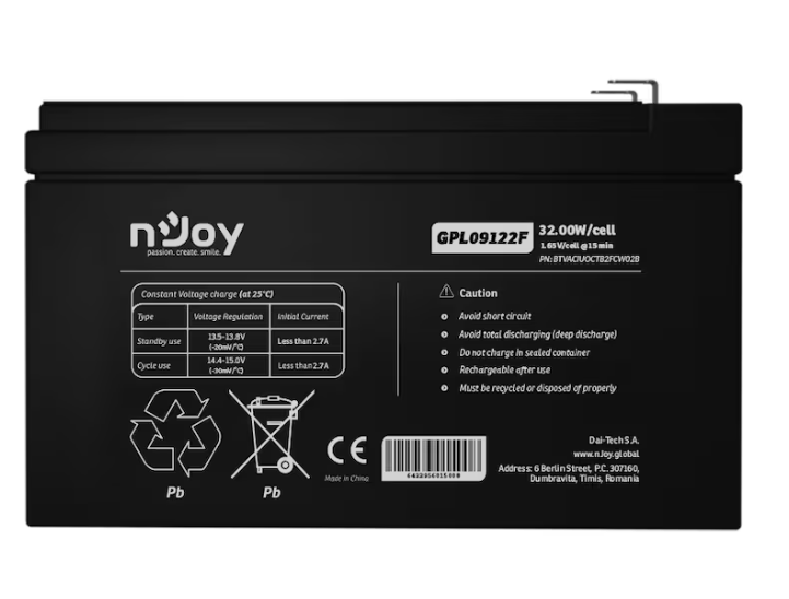 ACUMULATOR NJOY GPL09122F 12V ACUMULATOR NJOY GPL09122F 12V
