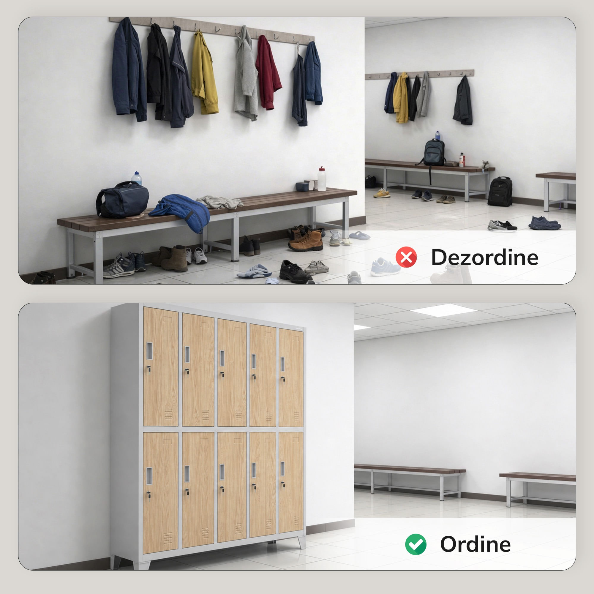 Dulap vestiar SSM 10 usi gri / stejar sonoma: Eco Design BARTEK 1360 x 1720 x 450 mm Dulap vestiar SSM 10 usi gri / stejar sonoma: Eco Desig...