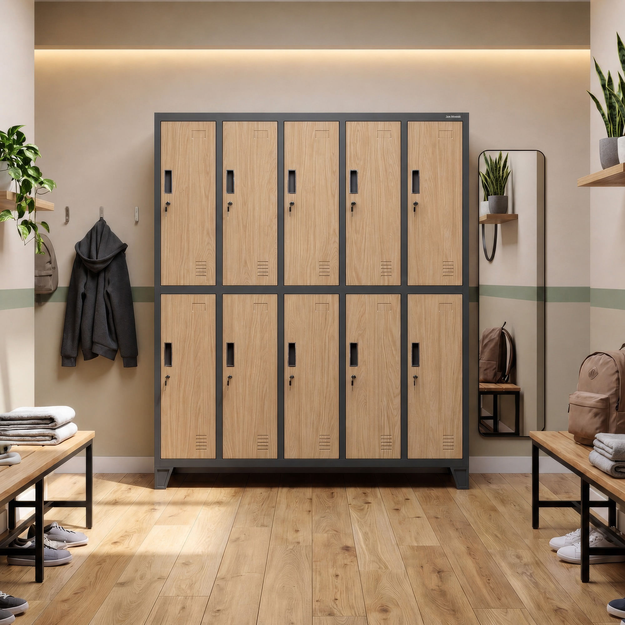 Dulap vestiar SSM 10 usi antracit / stejar sonoma: Eco Design BARTEK 1360 x 1720 x 450 mm Dulap vestiar SSM 10 usi antracit / stejar sonoma:...