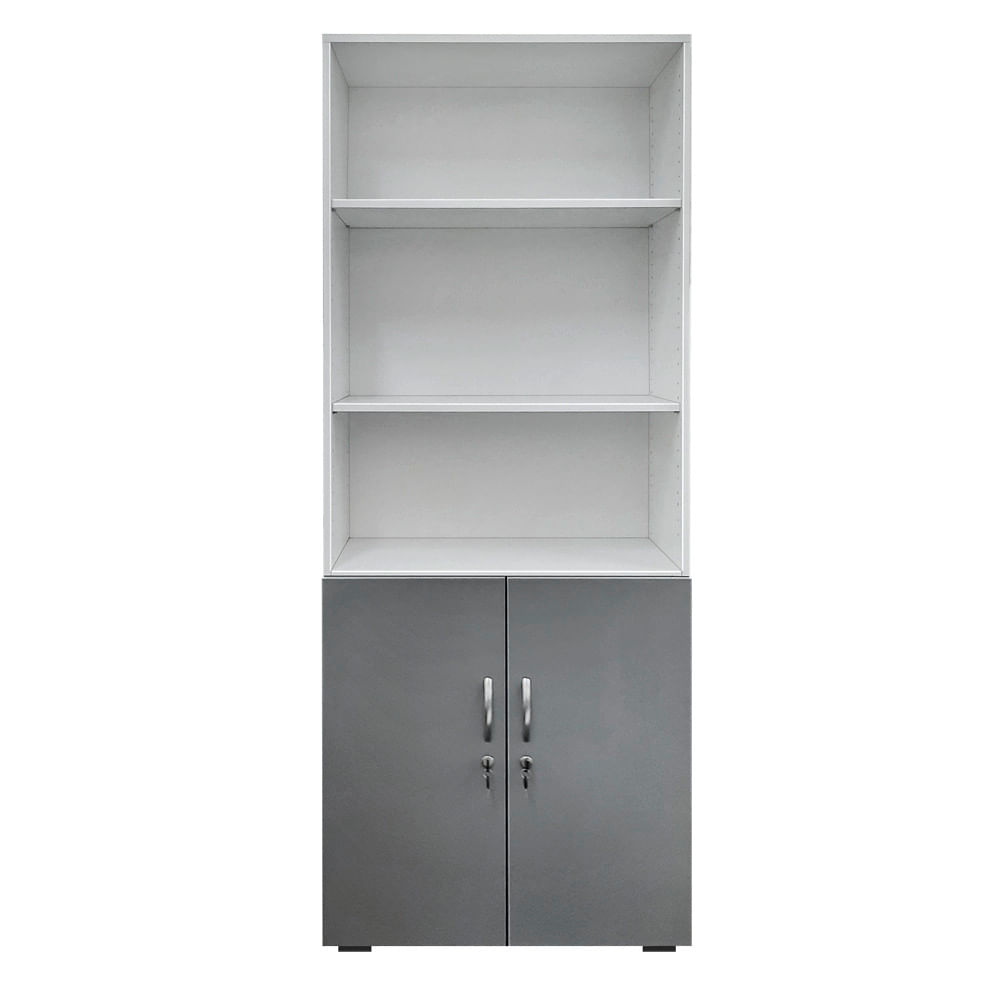 Dulap pentru bibliorafturi PAL alb/gri 80x40x200 cm cu uși mici Dulap pentru bibliorafturi PAL alb/gri 80x40x200 cm cu uși mici
