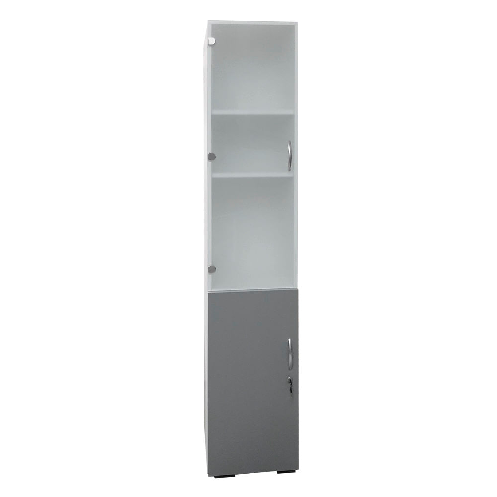 Dulap pentru bibiorafturi PAL alb/gri 40x40x200 cm cu vitrină Dulap pentru bibiorafturi PAL alb/gri 40x40x200 cm cu vitrină