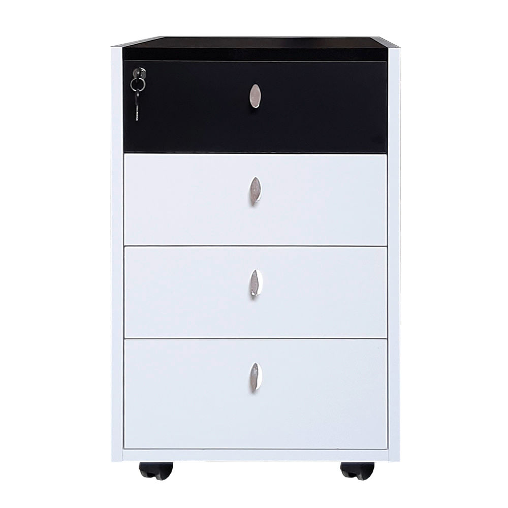 Rollbox PAL alb/negru 43x49x69 cm 4 sertare cu yala Rollbox PAL alb/negru 43x49x69 cm 4 sertare cu yala