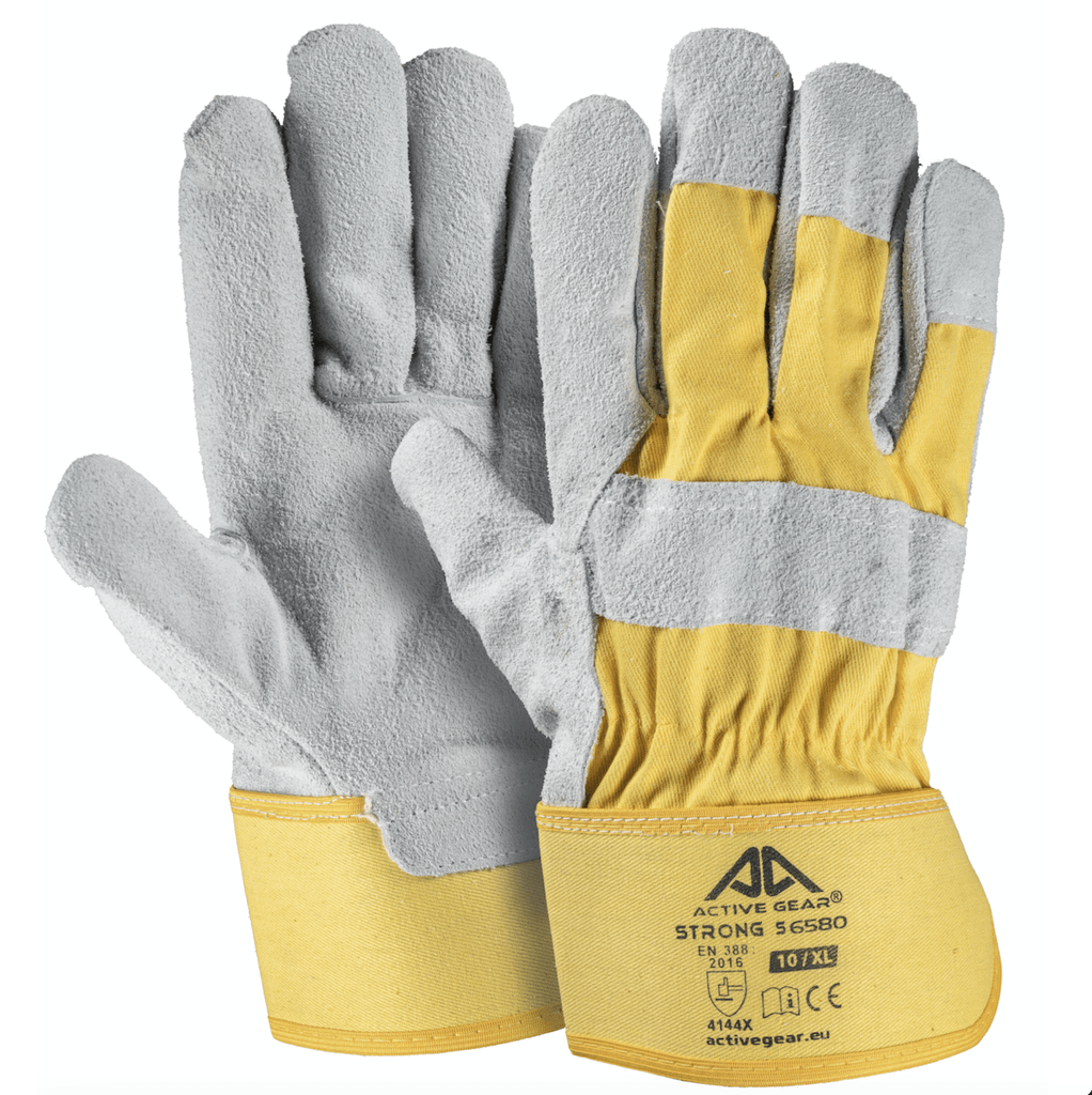 Manusi manipulare piele spalt bovina si bumbac galben Active Gear marimea 10 Manusi manipulare piele spalt bovina si bumbac galben Active Ge...