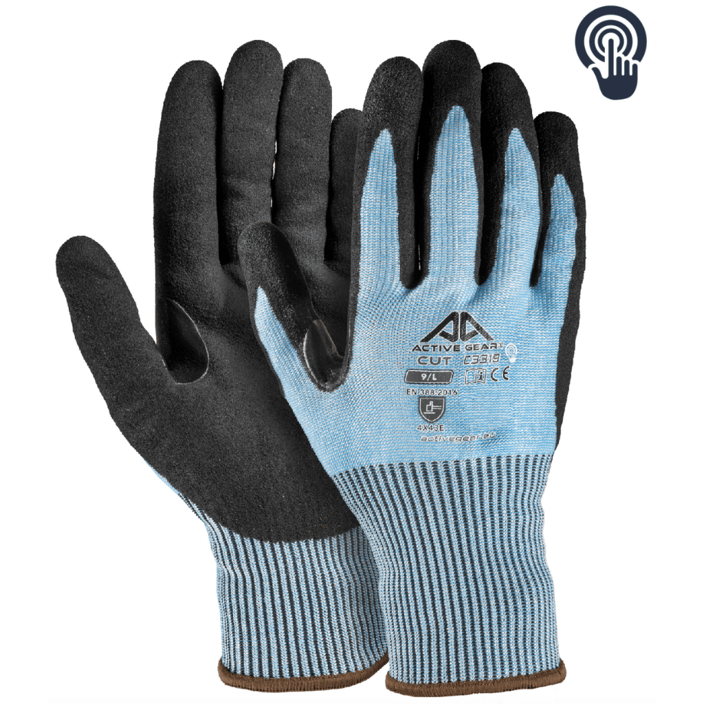 Mănuși anti-tăiere E palmă imersată nitril sandy Active Gear mărimea 9 Mănuși anti-tăiere E palmă imersată nitril sandy Active Gear mărimea 9