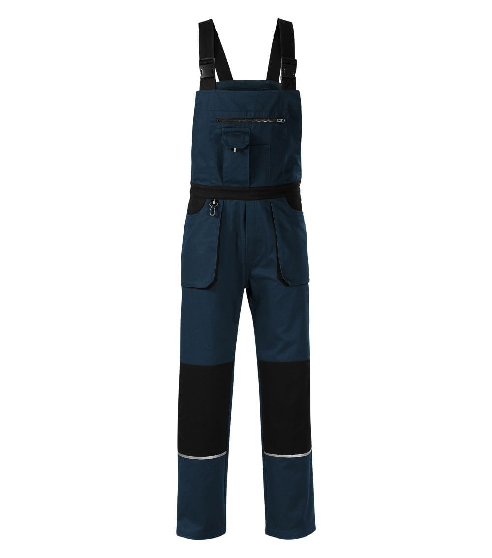 Pantaloni de protecție cu pieptar Twill 100% bumbac albastru Rimec Woody W02 Pantaloni de protecție cu pieptar Twill 100% bumbac albastru Rimec Woody W02 52/54