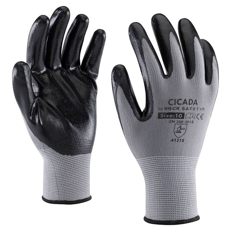 Manusi montaj palma imersata nitril negru/gri poliester Rock Safety Cicada Manusi montaj palma imersata nitril negru/gri poliester Rock Safe...