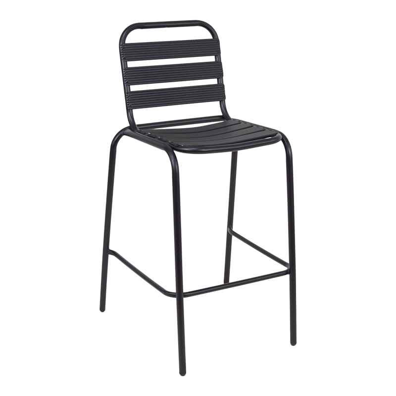 scaun de bar Sussie pakoworld negru, metal cu lamele din aluminiu 58x58x111 cm scaun de bar Sussie pakoworld negru, metal cu lamele din aluminiu 58x58x111 cm