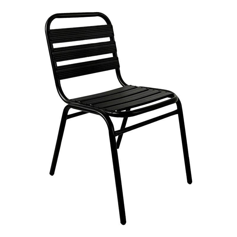 Scaun Sussie pakoworld stivuibil negru metal cu lamele de aluminiu 45x62x76cm Scaun Sussie pakoworld stivuibil negru metal cu lamele de alum...