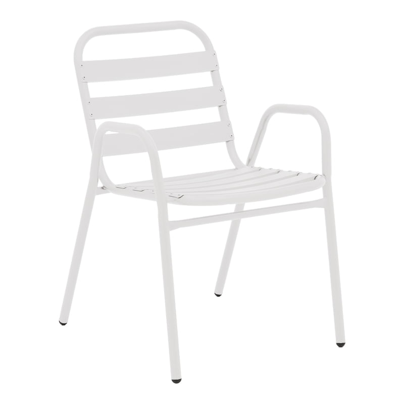 Fotoliu Sussie pakoworld stivuibil alb metal cu lamele de aluminiu 45x62x76cm Fotoliu Sussie pakoworld stivuibil alb metal cu lamele de alum...