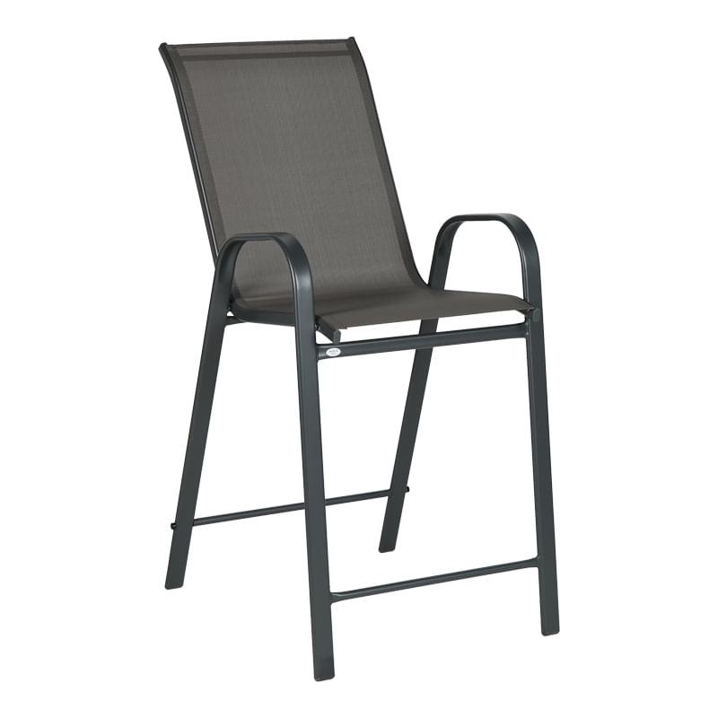 Scaun de bar inaltime medie Calan pakoworld metal-textilene in culoarea gri inchis 55x70x114cm Scaun de bar inaltime medie Calan pakoworld m...