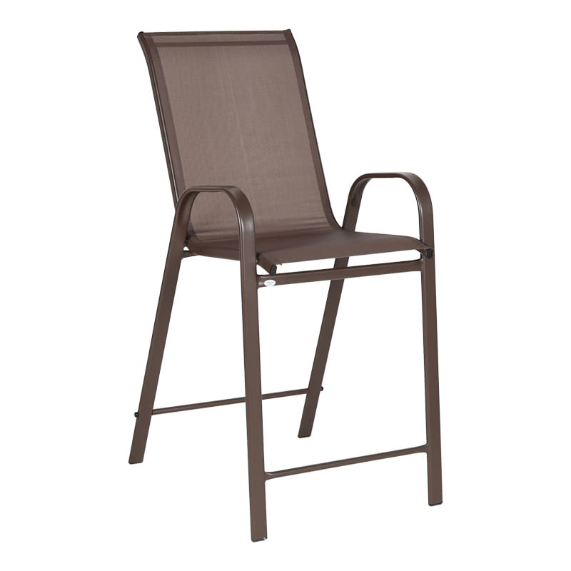 Scaun de bar inaltime medie Calan pakoworld maro inchis metal-textilene in culoarea maro 55x70x114cm Scaun de bar inaltime medie Calan pakow...