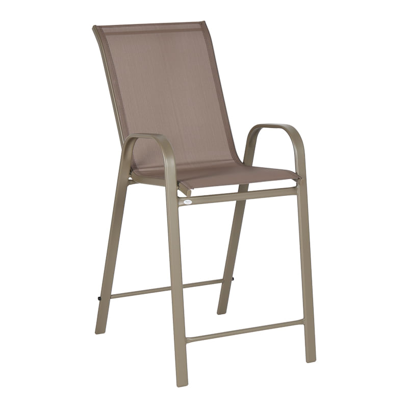Scaun de bar inaltime medie Calan pakoworld champagne metal-textilene in culoarea maro deschis 55x70x114cm Scaun de bar inaltime medie Calan...