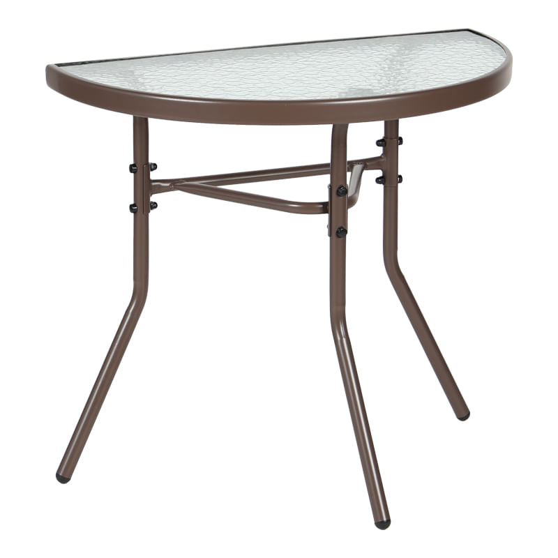 Masuta semi-rotunjita Bion pakoworld sticla-metal in culoarea maro, 70x40x65cm Masuta semi-rotunjita Bion pakoworld sticla-metal in culoarea...