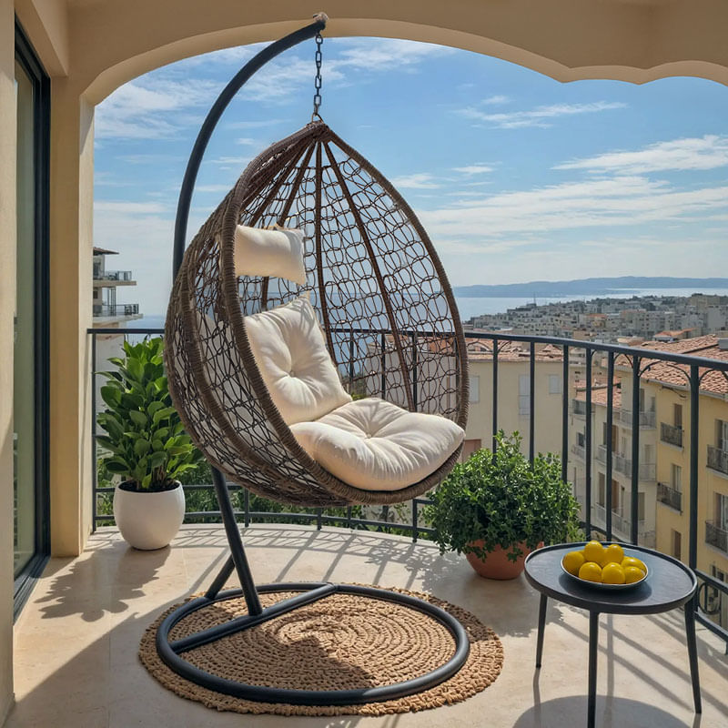 Swing Zafer pakoworld metal-pp maro-bej perna 106x103x200cm Swing Zafer pakoworld metal-pp maro-bej perna 106x103x200cm