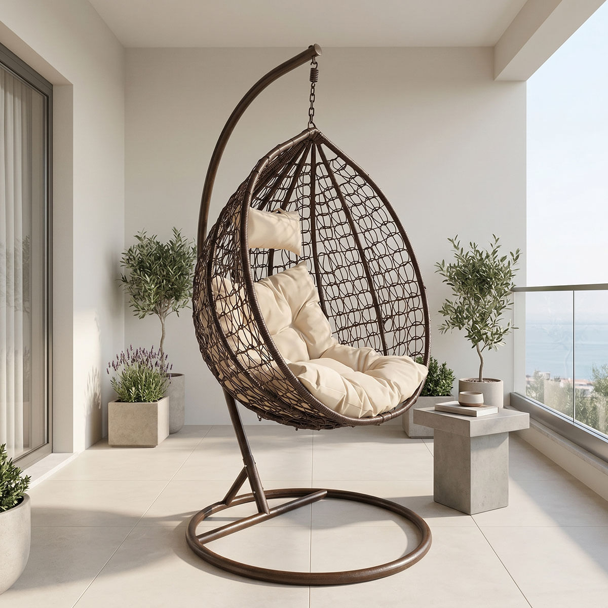 Zafer pakoworld swing hanging metal-pp maro-cushion bej 106x103x200cm Zafer pakoworld swing hanging metal-pp maro-cushion bej 106x103x200cm