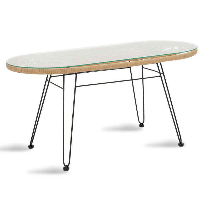 Naoki pakoworld table metal black-pe natural-glass 100x45x46cm Naoki pakoworld table metal black-pe natural-glass 100x45x46cm
