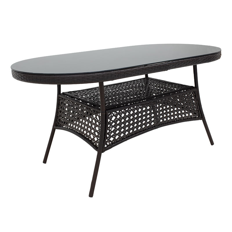 Table Cellin pakoworld metal-pe rattan brown 160x80x77cm Table Cellin pakoworld metal-pe rattan brown 160x80x77cm