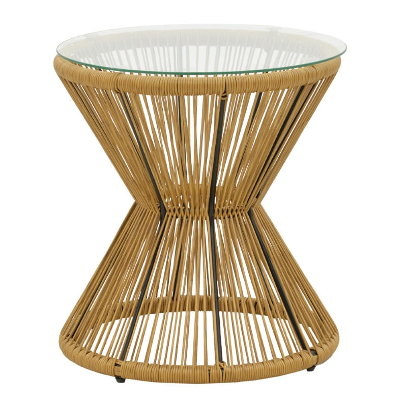 Masa Mabil pakoworld rattan natural-glass D50x55cm Masa Mabil pakoworld rattan natural-glass D50x55cm
