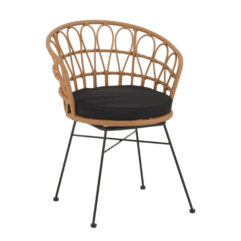 Fotoliu Felicia pakoworld ratan natural-metal picioare negre D60x81cm Fotoliu Felicia pakoworld ratan natural-metal picioare negre D60x81cm