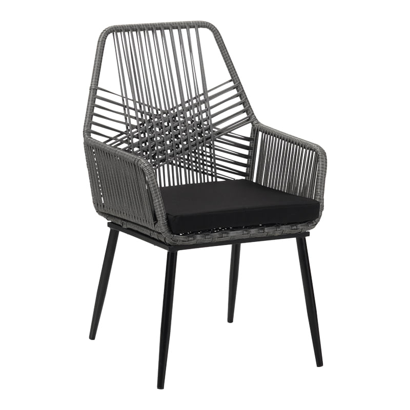 Fotoliu din ratan Tanish pakoworld, nuanta gri, cu picioare metalice negre, 58x58.5x87cm Fotoliu din ratan Tanish pakoworld, nuanta gri, cu...