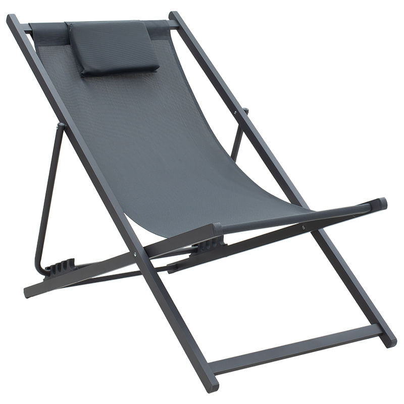 Chaise longue profesionala Corte pakoworld, fag, aluminiu, textilene, antracit Chaise longue profesionala Corte pakoworld, fag, aluminiu, te...