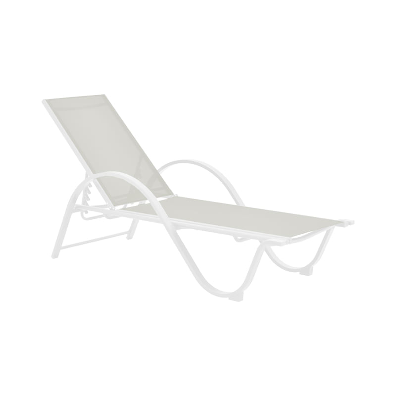 Relaxant cu brate, Attain, pakoworld alb, aluminiu si textilene in culoarea bej, 191x64x32cm Relaxant cu brate, Attain, pakoworld alb, alumi...