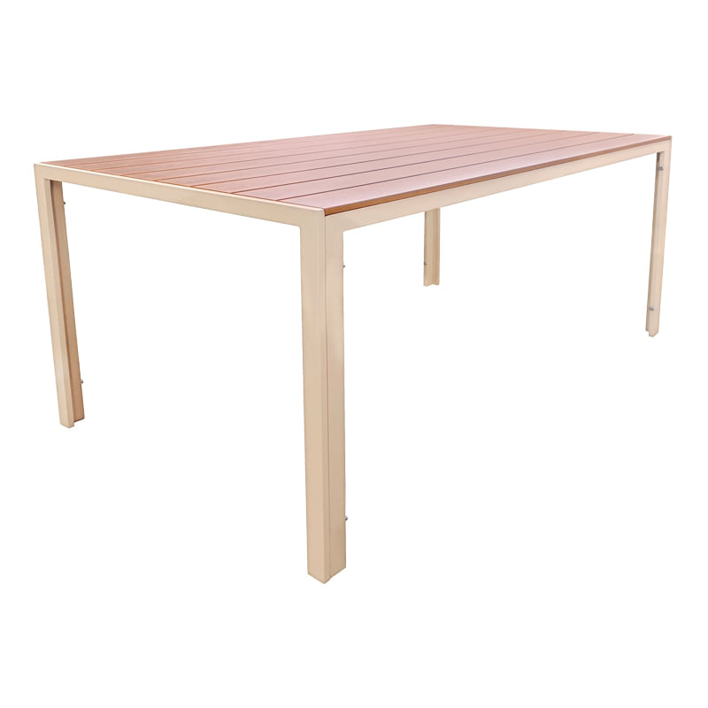 Table Nares pakoworld champagne aluminum plywood in natural shade 140x80x72.5cm Table Nares pakoworld champagne aluminum plywood in natural...
