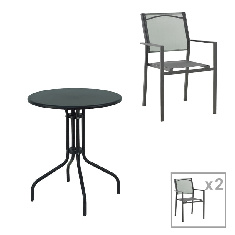 Set masa de dining Vergo-Confidence 3 buc pakoworld metal in nuanta neagra D60x70cm Set masa de dining Vergo-Confidence 3 buc pakoworld meta...