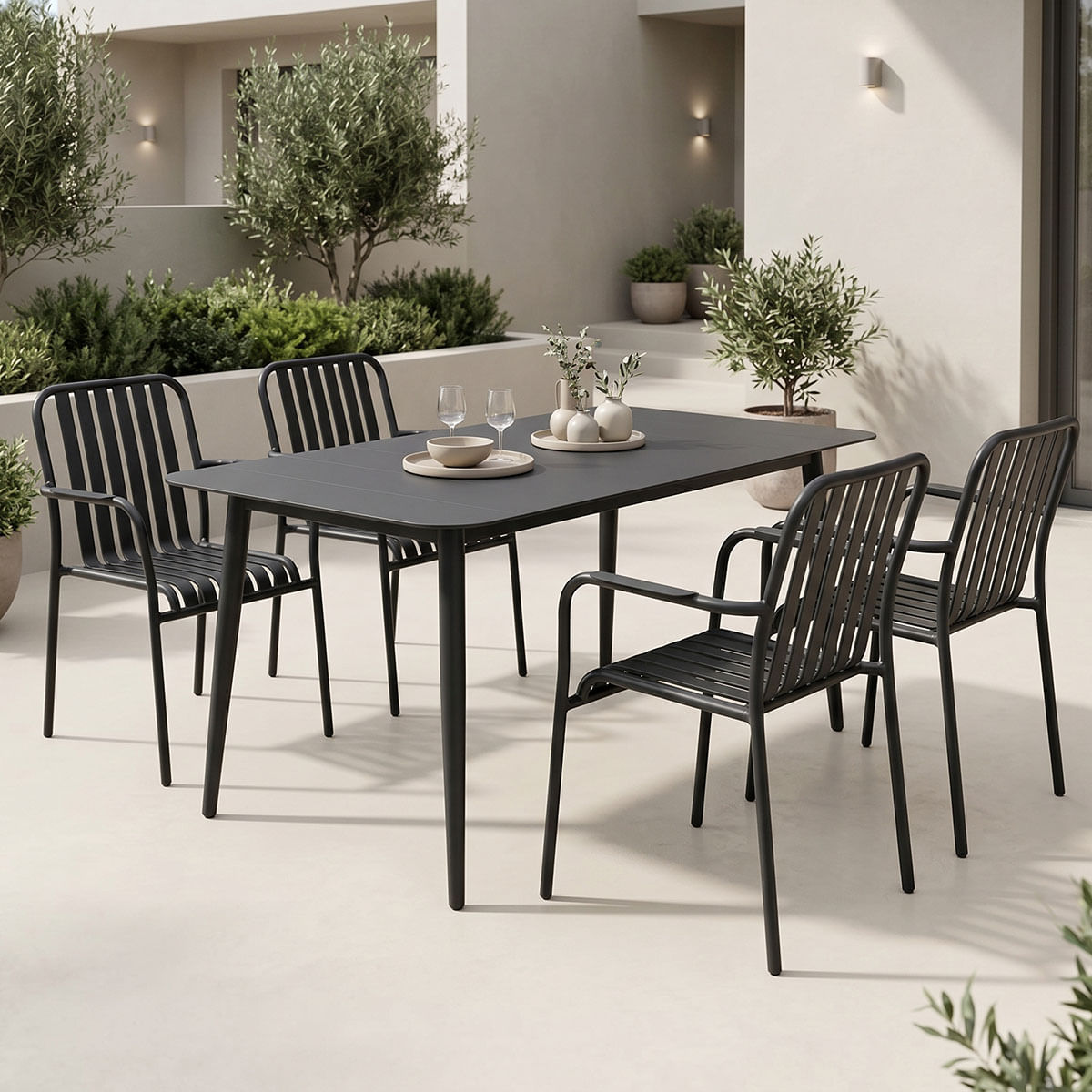 Set de dining Heven Vista pakoworld, set de 5 piese, aluminiu negru, 120x70x72cm Set de dining Heven Vista pakoworld, set de 5 piese, alumin...