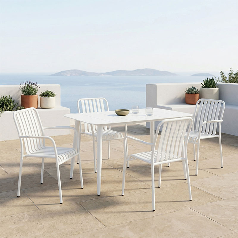 Set de dining Heven Vista pakoworld, set de 5 piese, aluminiu negru, 120x70x72cm Set de dining Heven Vista pakoworld, set de 5 piese, alumin...