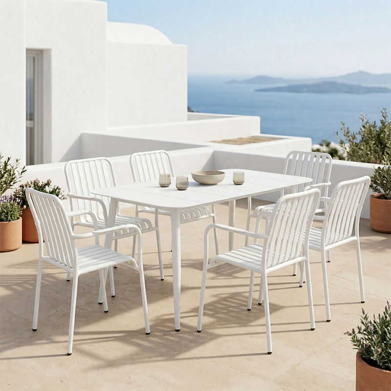 Set de dining Heven Vista pakoworld, set de 7 piese, aluminiu negru, 120x70x72cm Set de dining Heven Vista pakoworld, set de 7 piese, alumin...