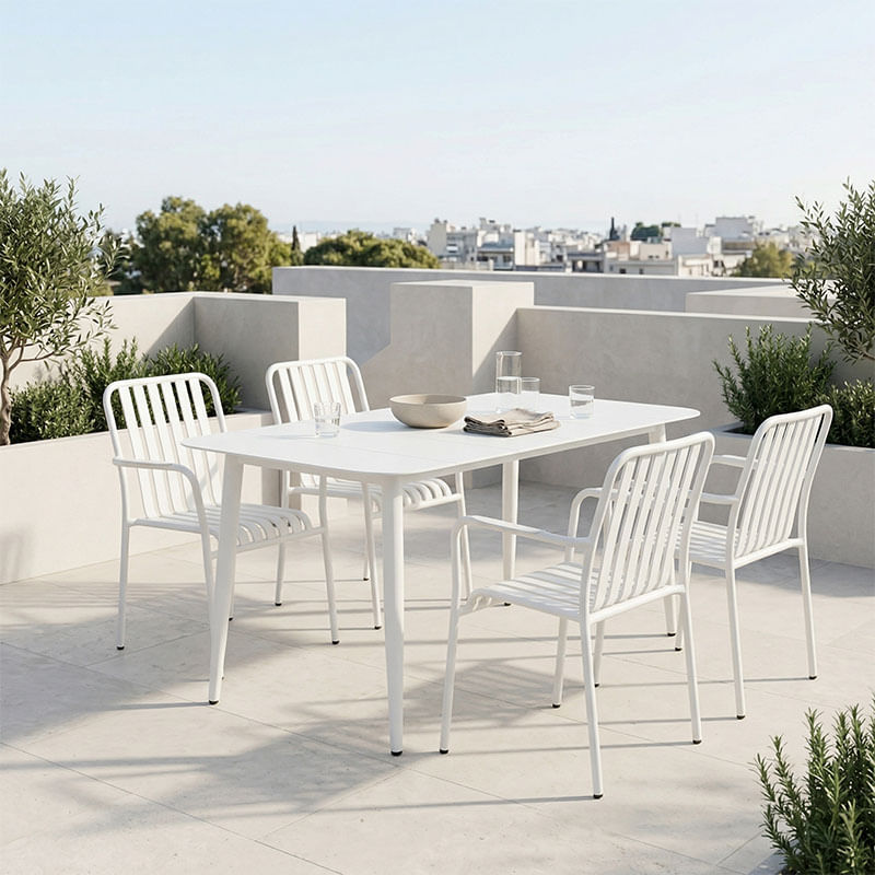 Set de dining Heven Vista pakoworld, set de 5 piese, aluminiu negru, 150x80x72cm Set de dining Heven Vista pakoworld, set de 5 piese, alumin...