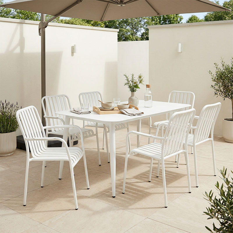 Set de dining Heven Vista pakoworld, set de 7 piese, aluminiu negru, 150x80x72cm Set de dining Heven Vista pakoworld, set de 7 piese, alumin...