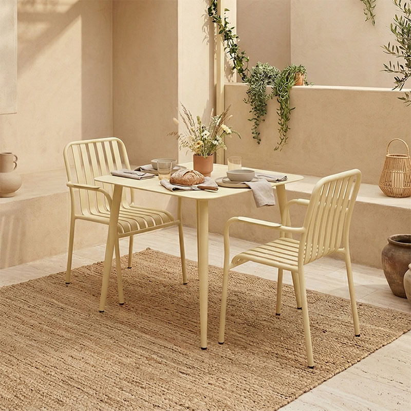 Set de dining Heven Vista pakoworld, set de 3 piese, champagne, aluminiu, 80x80x72cm Set de dining Heven Vista pakoworld, set de 3 piese, ch...