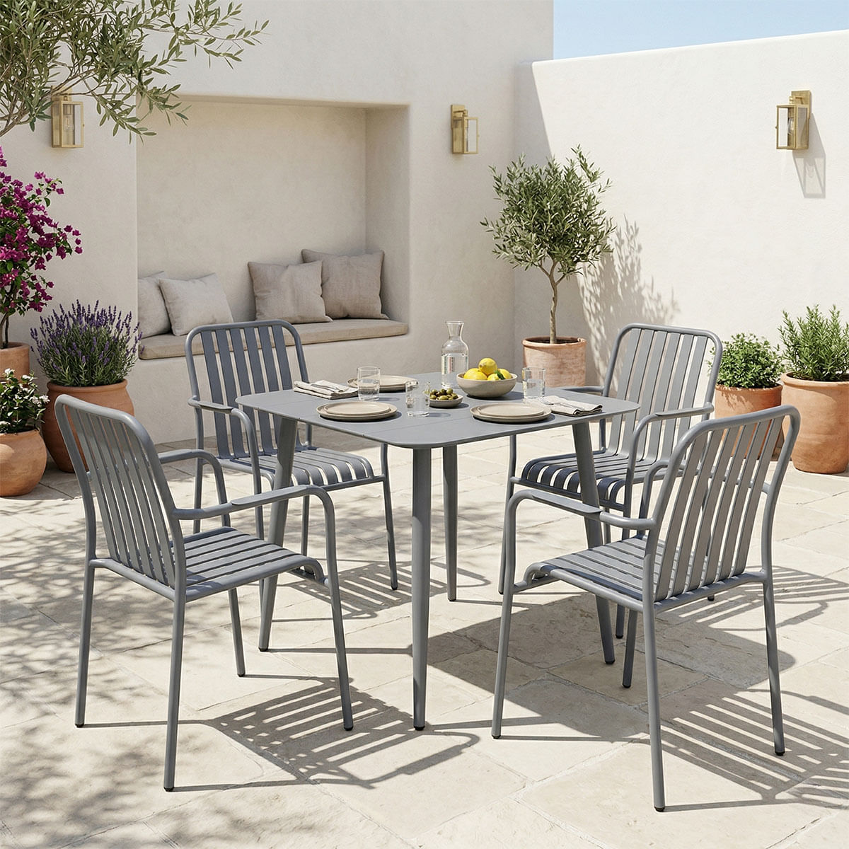 Set de dining Heven Vista pakoworld, set de 5 piese, aluminiu antracit, 80x80x72cm Set de dining Heven Vista pakoworld, set de 5 piese, alum...