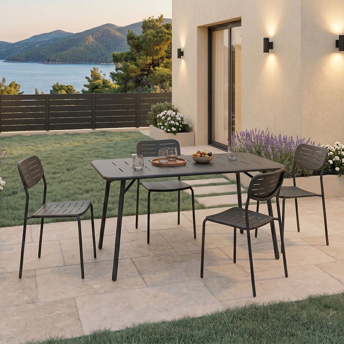 Moraja Deraby | pakoworld set de 5 piese, metal negru, 140x80x72cm Moraja Deraby | pakoworld set de 5 piese, metal negru, 140x80x72cm