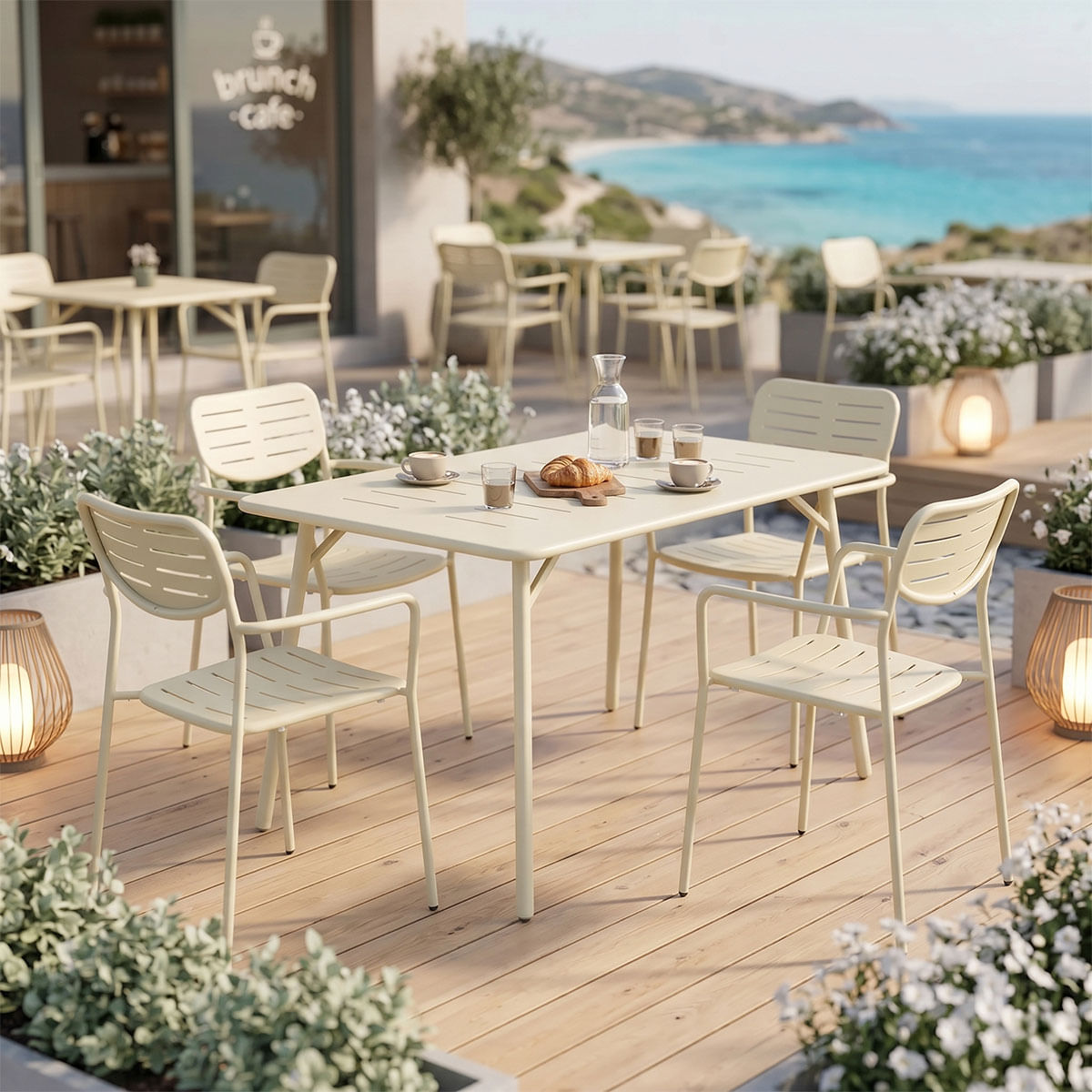 Moraja Deraby pakoworld set de 5 piese, crem, metal, 140x80x72cm Moraja Deraby pakoworld set de 5 piese, crem, metal, 140x80x72cm