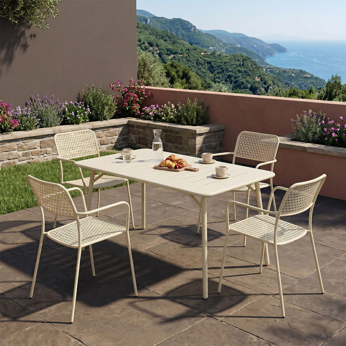 Moraja Federal set pakoworld, 5 piese, crem, metal, 140x80x72cm Moraja Federal set pakoworld, 5 piese, crem, metal, 140x80x72cm