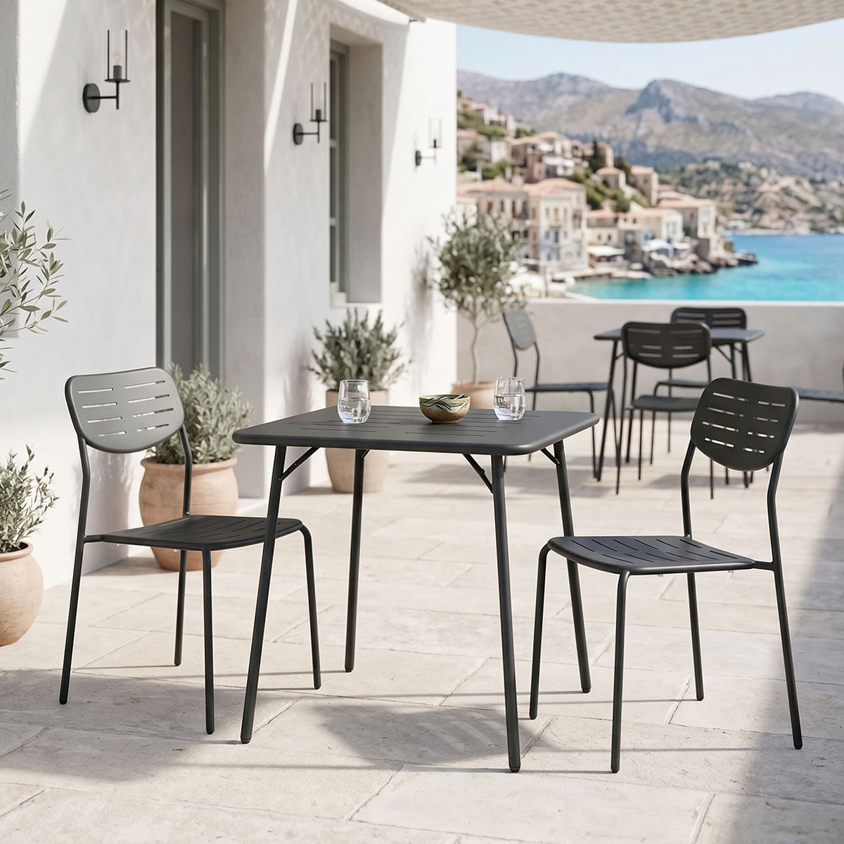 Moraja Deraby I pakoworld set de 3 piese, metal negru, 70x70x73cm Moraja Deraby I pakoworld set de 3 piese, metal negru, 70x70x73cm