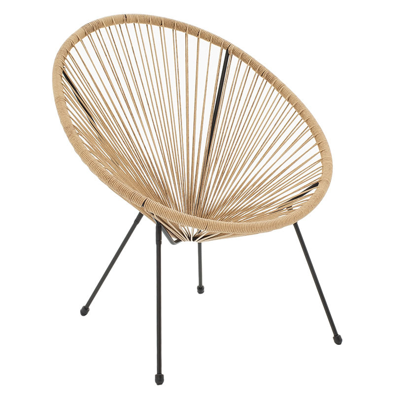 Fotoliu Acapulco Pakoworld metal in ratan black-pe in nuanta naturala 68.5x74.5x84cm Fotoliu Acapulco Pakoworld metal in ratan black-pe in n...