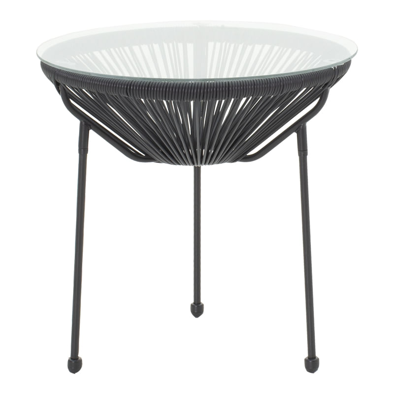 Masa Acapulco Pakoworld metal-PE rattan in nuanta de negru D50x52cm Masa Acapulco Pakoworld metal-PE rattan în nuanță de negru D50x52cm