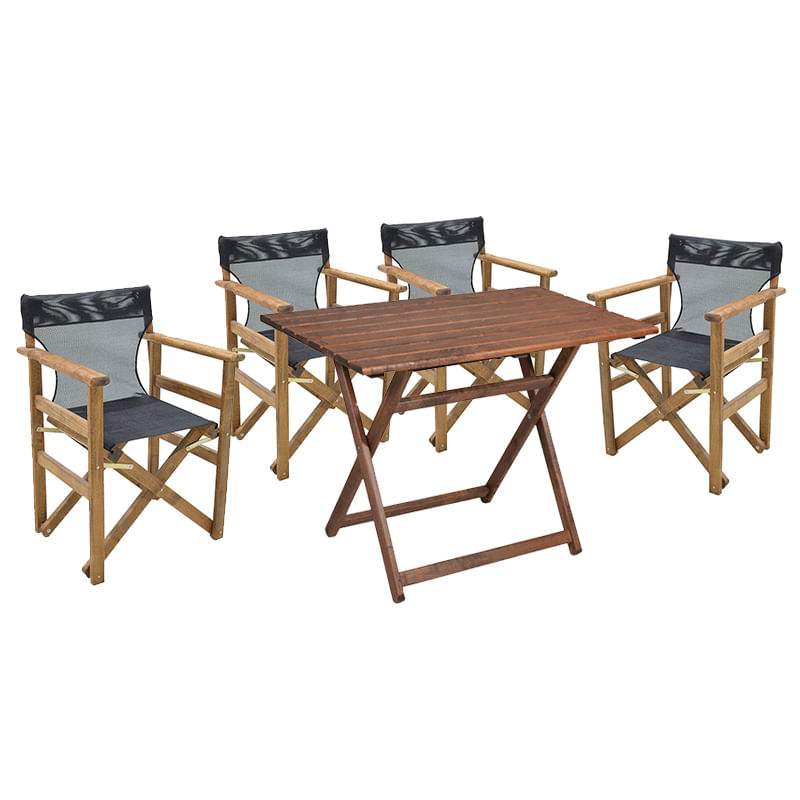 Set masa de dining Retto, 5 piese, lemn de fag solid, nuc-PVC negru, 80x60x72cm Set masă de dining Retto, 5 piese, lemn de fag solid, nuc-PVC negru, 80x60x72cm