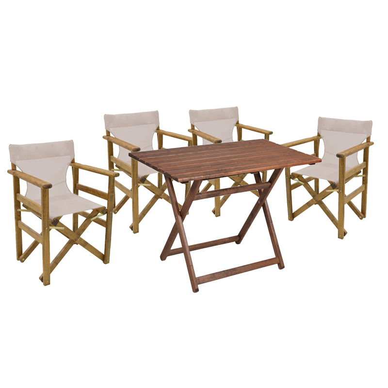Set de dining 5 piese Retto lemn de fag solid nuc-panza-bej-gri 80x60x72cm Set de dining 5 piese Retto lemn de fag solid nuc-pânză-bej-gri 80x60x72cm