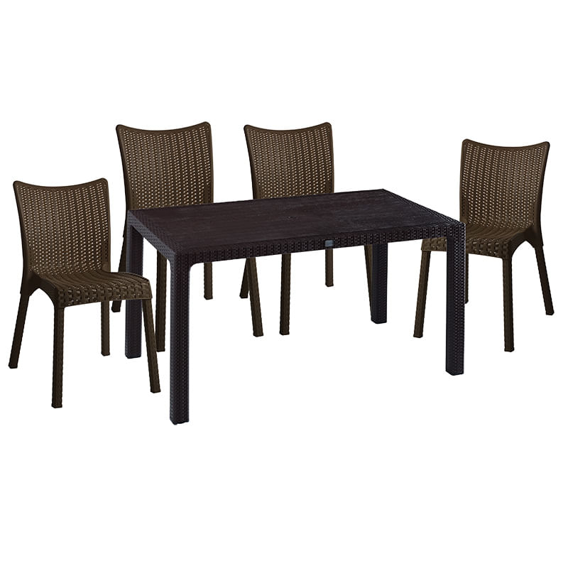 Set de dining Explore-Confident pakoworld 5 piese PP maro 150x90x73.5cm Set de dining Explore-Confident pakoworld 5 piese PP maro 150x90x73....