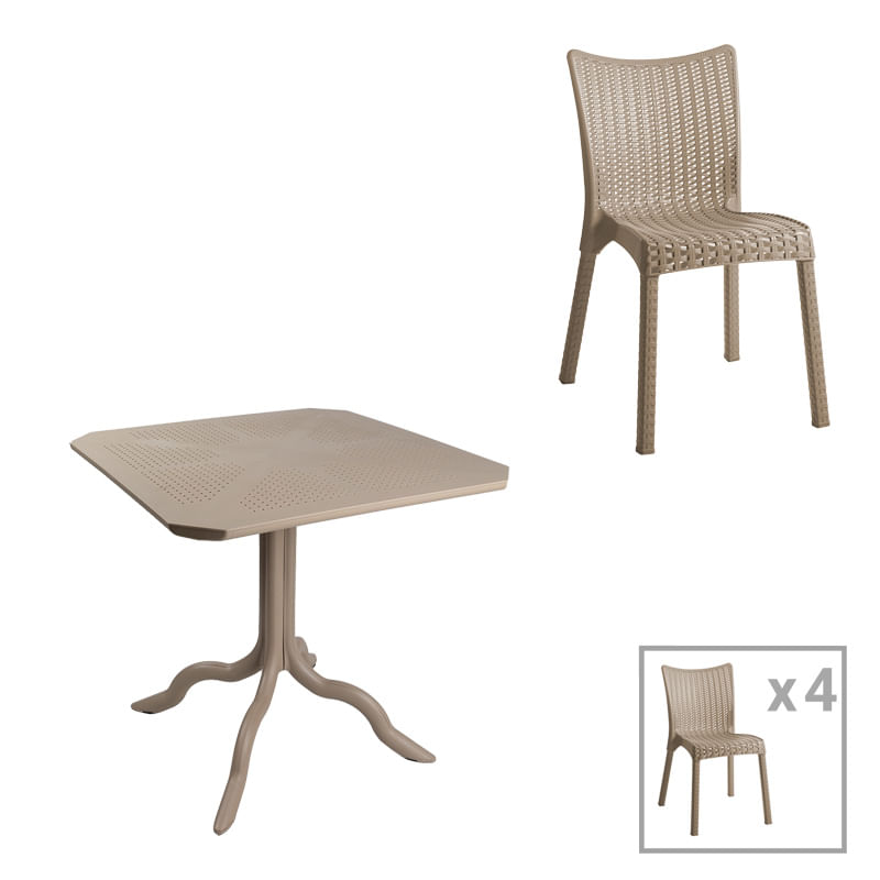 Set de masa Icon-Confident pakoworld 5 piese din PP in culoarea cappuccino Set de masă Icon-Confident pakoworld 5 piese din PP în culoarea cappuccino