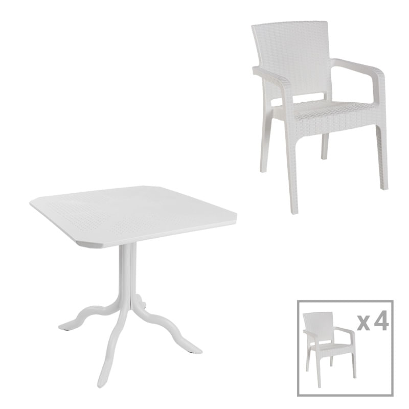 Masa de dining Icon-Halcyon pakoworld set de 5 piese din PP in nuanta alba Masa de dining Icon-Halcyon pakoworld set de 5 piese din PP in nu...