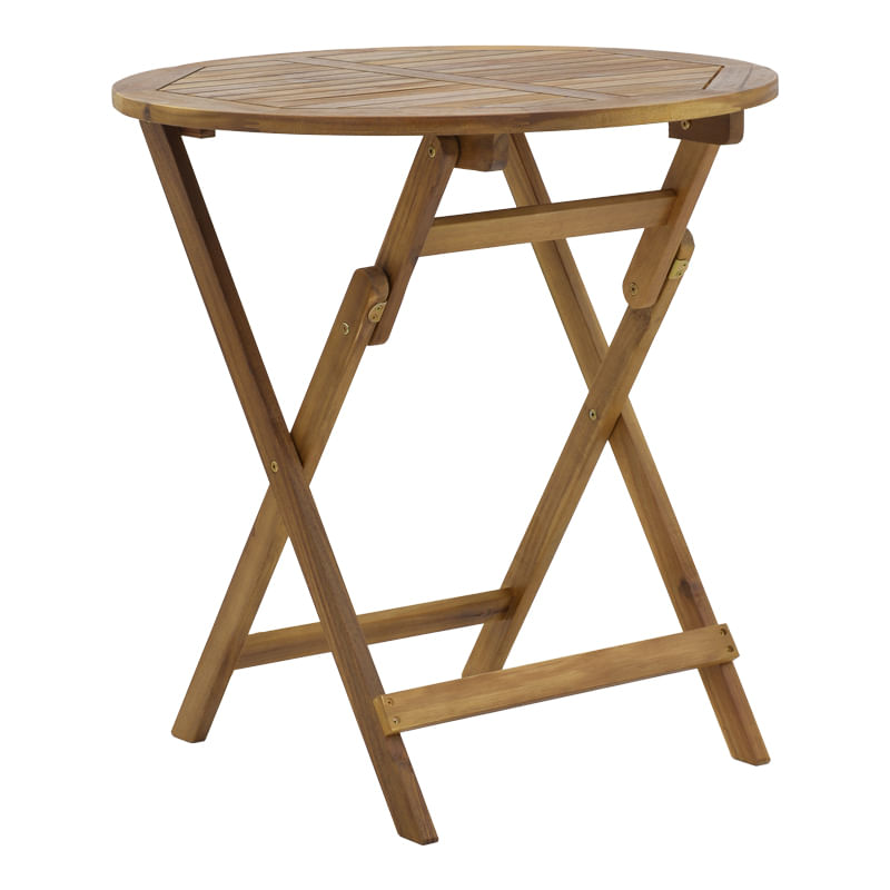 Masa pliabila Capruva pakoworld din lemn de acacia natural, D70x74cm Masa pliabila Capruva pakoworld din lemn de acacia natural, D70x74cm