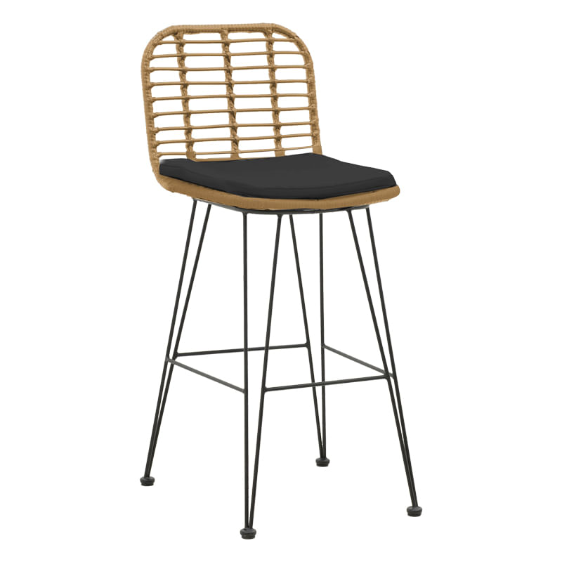 scaunel Naoki Pakoworld cu perna din PE, nuanta natural - metal negru, 46x56x110 cm scaunel Naoki Pakoworld cu pernă din PE, nuanță natural - metal negru, 46x56x110 cm