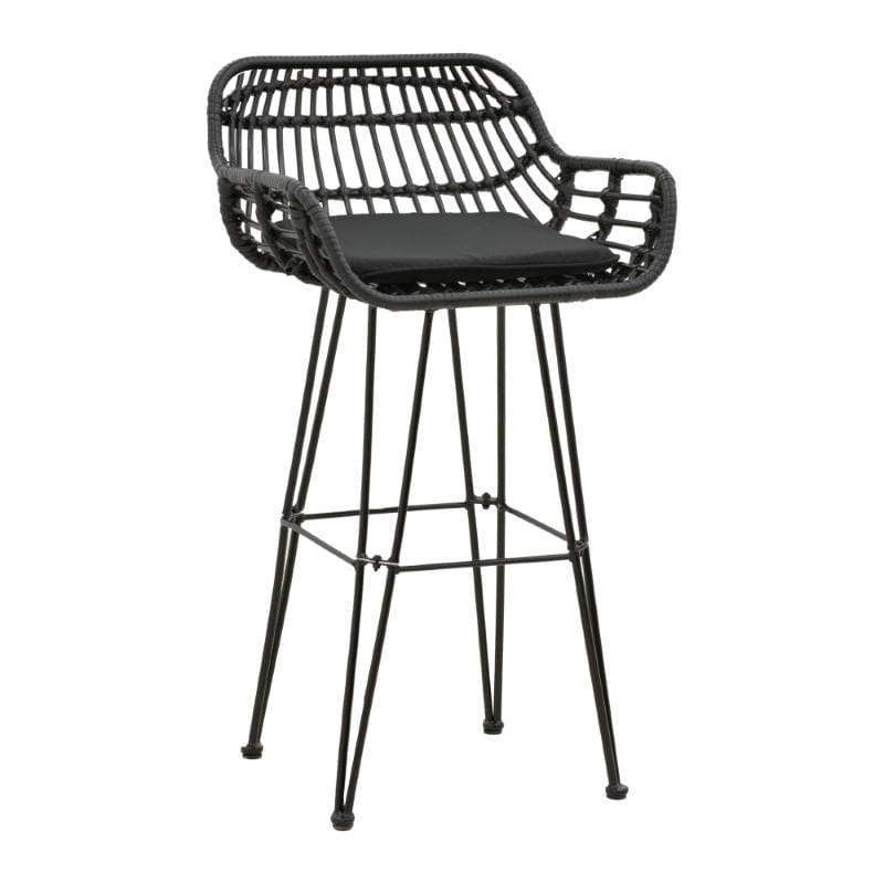 Scaun bar Naoki pakoworld cu perna, picior negru din metal vopsit, 52x50x90 cm. Scaun bar Naoki pakoworld cu perna, picior negru din metal v...